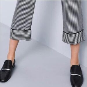 Via Spiga Black Leather Loafers with Silver Accent
